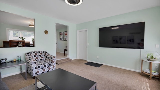 living room with carpet