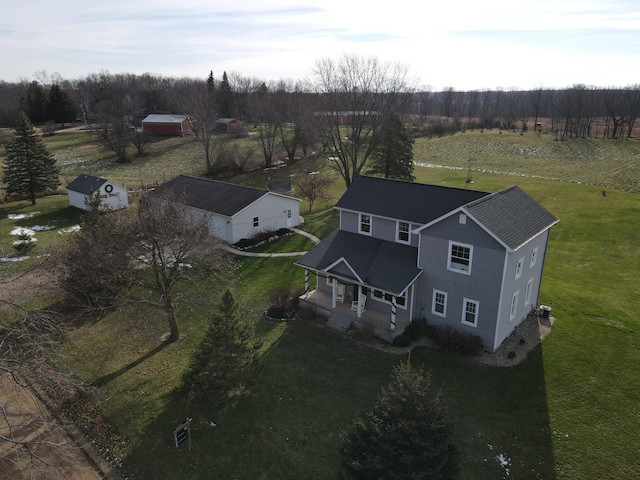 aerial view featuring a rural view