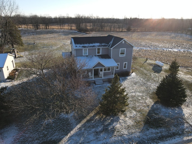 aerial view featuring a rural view