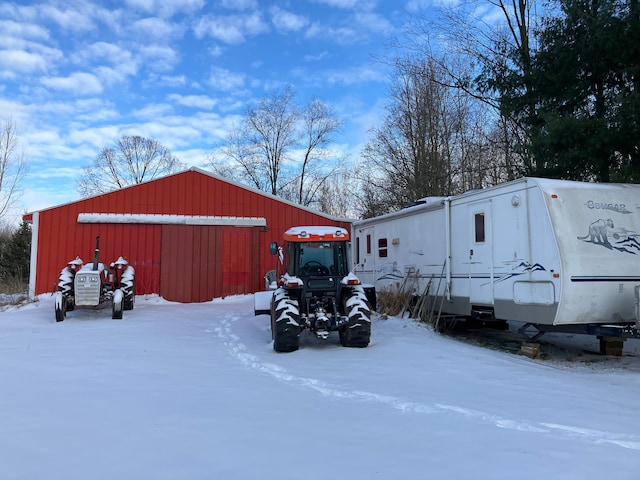 view of snow covered structure