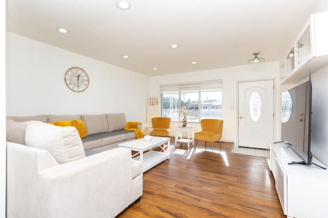 living room with wood-type flooring