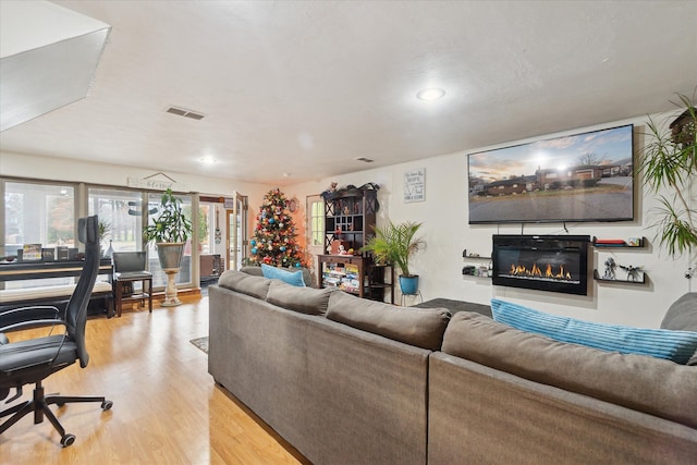 living room with hardwood / wood-style floors