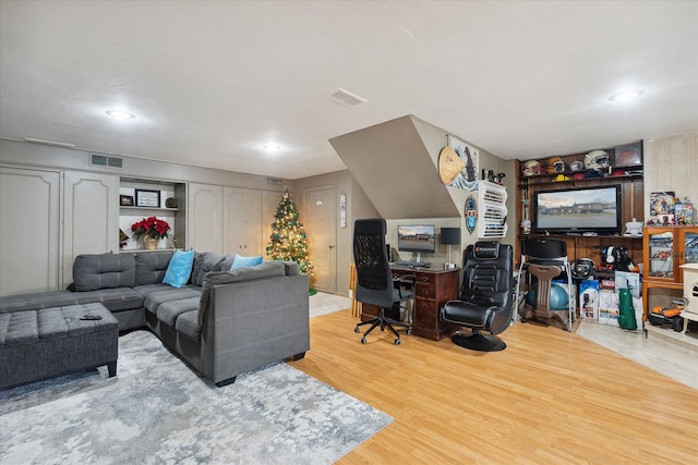 living room featuring wood-type flooring