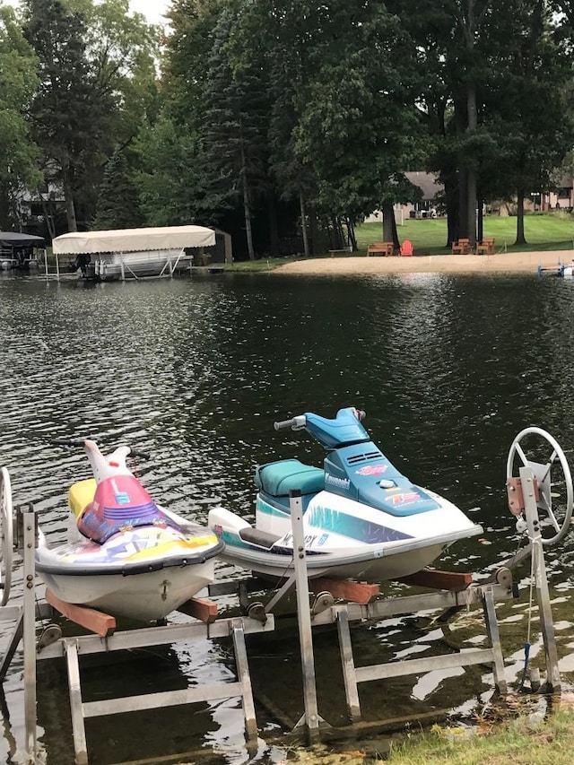 dock area featuring a water view