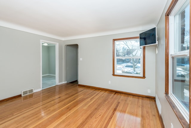 empty room featuring light wood-type flooring