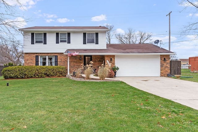 front of property featuring a garage and a front lawn