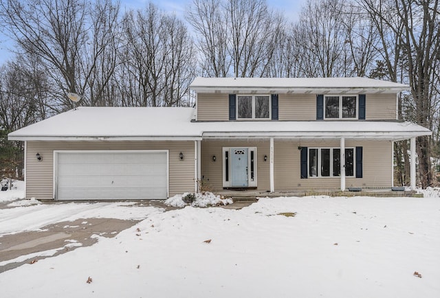 front facade with a garage