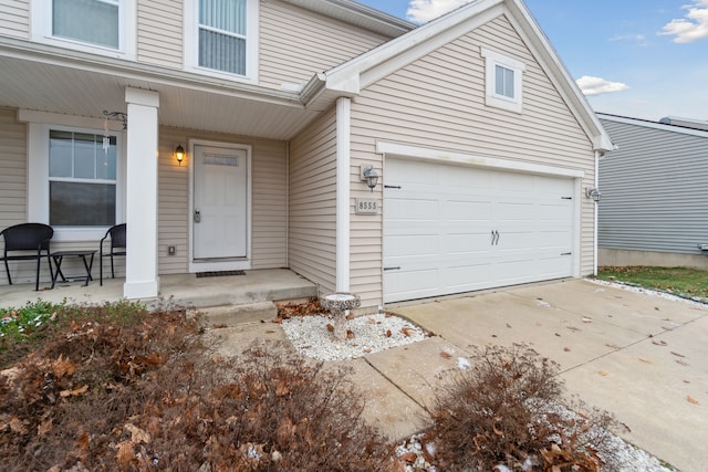 exterior space featuring a garage