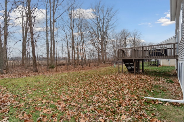 view of yard with a deck