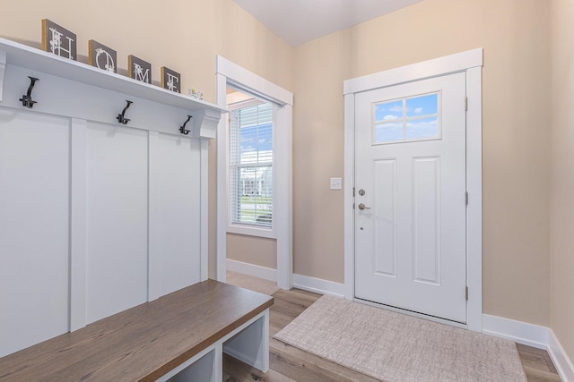 mudroom featuring light wood-type flooring