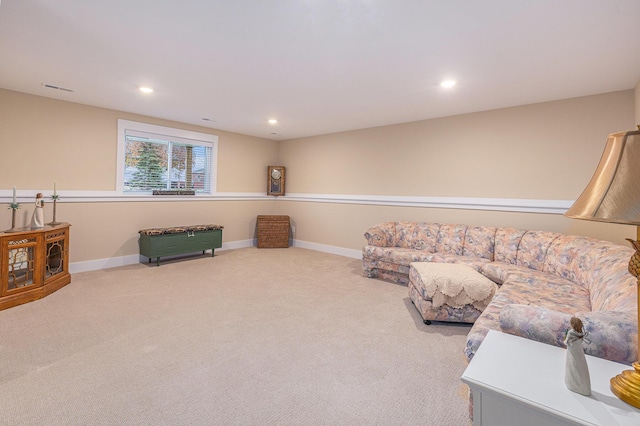 sitting room with light carpet