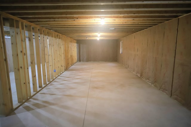 view of unfinished basement