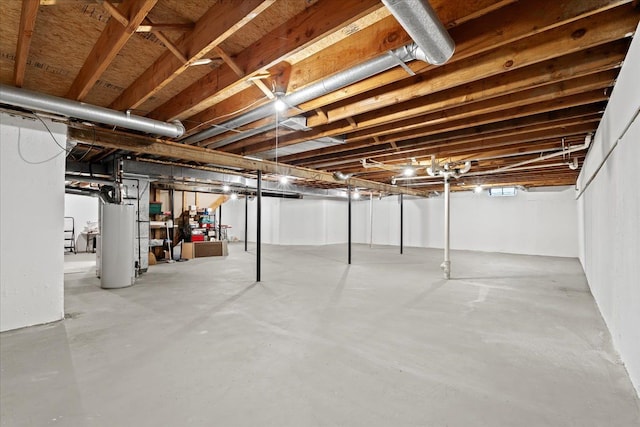 basement with water heater