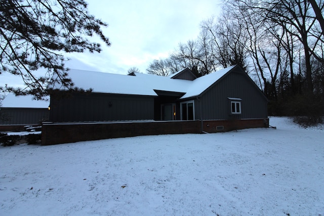 view of snowy exterior