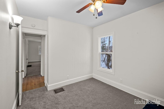 unfurnished bedroom with carpet floors, a closet, and ceiling fan