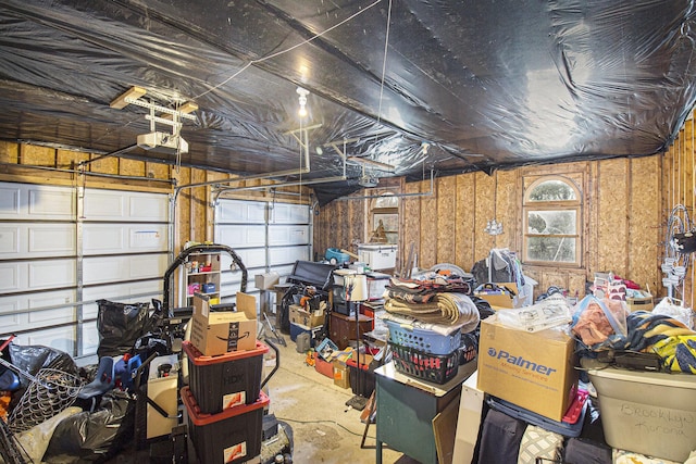 garage with a garage door opener