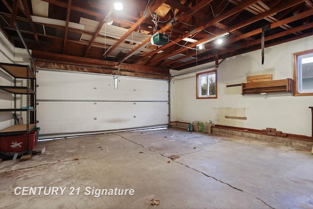 garage with a garage door opener