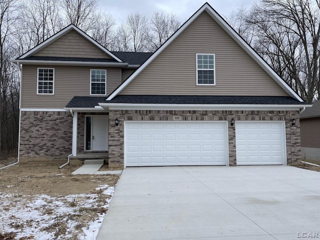 view of front property with a garage