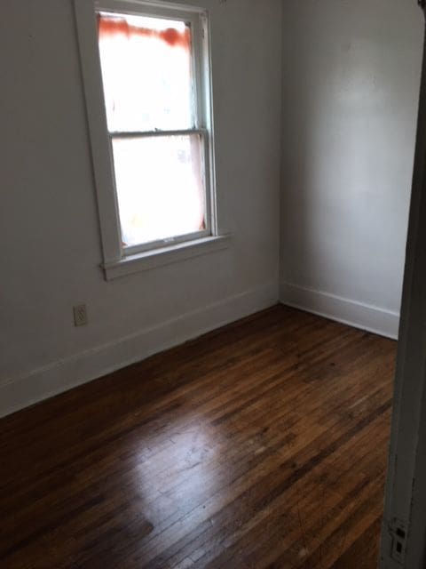 spare room with dark wood-type flooring