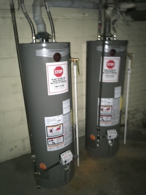 utility room with water heater