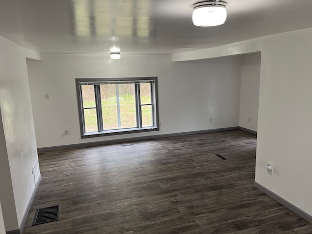 empty room with dark wood-type flooring