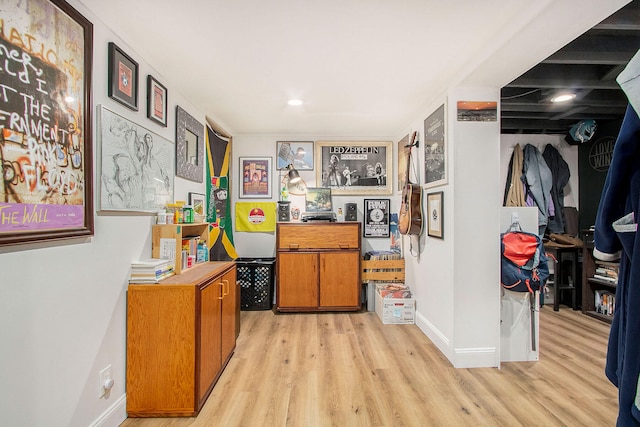 hall featuring light wood-type flooring