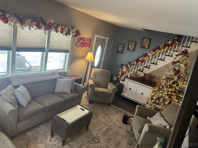 living room with hardwood / wood-style floors