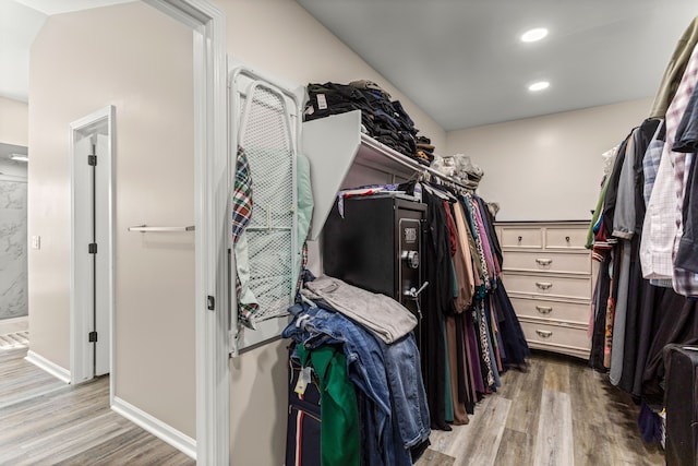 spacious closet with hardwood / wood-style flooring