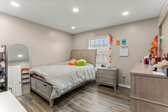 bedroom featuring dark hardwood / wood-style flooring