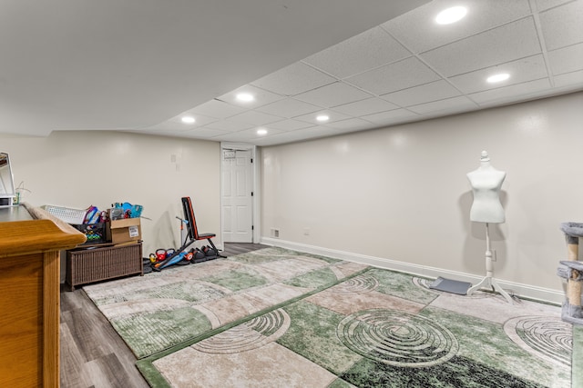 interior space with dark wood-type flooring