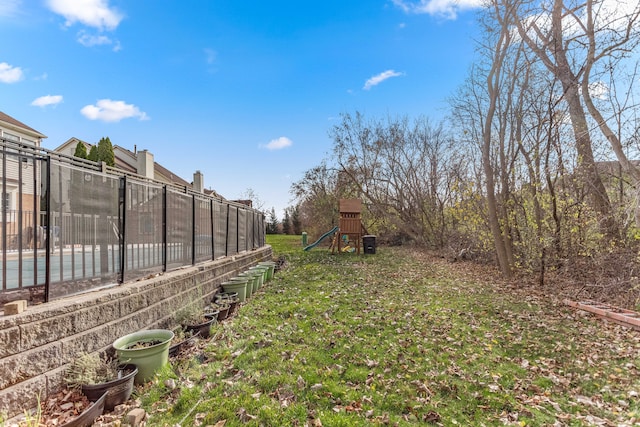 view of yard with a playground