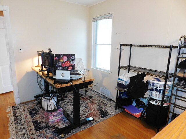 office space featuring hardwood / wood-style flooring