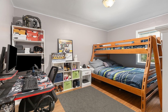 bedroom with hardwood / wood-style floors