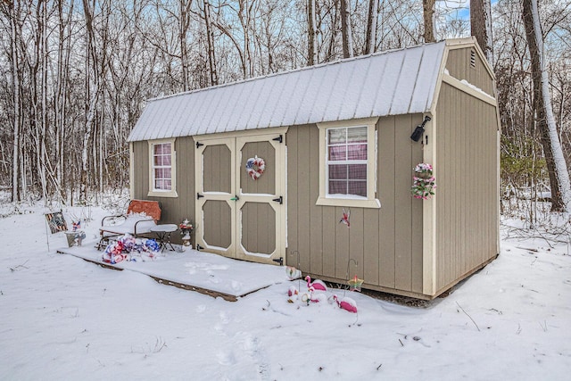 view of snow covered structure