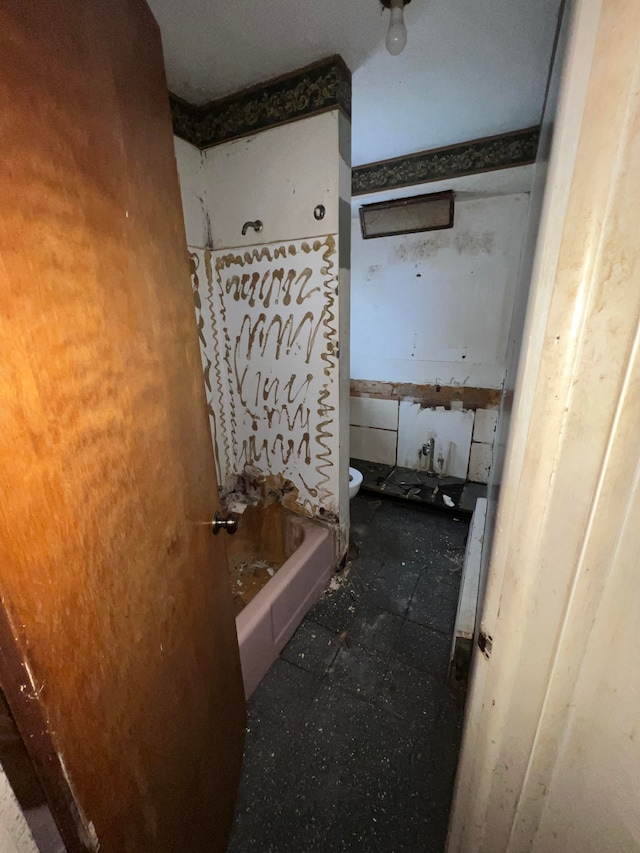 bathroom featuring toilet and a bathing tub