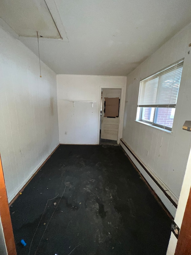 empty room with a baseboard radiator