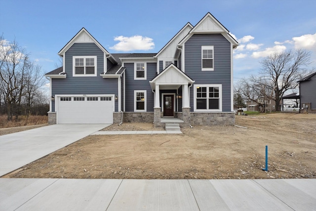 craftsman inspired home with a garage