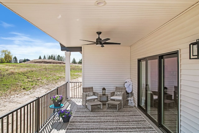 deck featuring ceiling fan