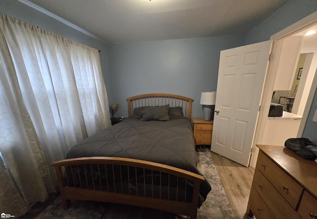 bedroom with light hardwood / wood-style floors