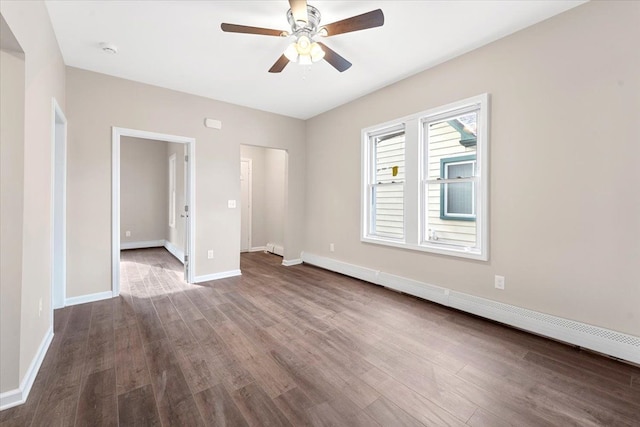 unfurnished bedroom with hardwood / wood-style floors and ceiling fan