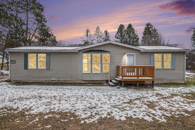 view of snow covered property