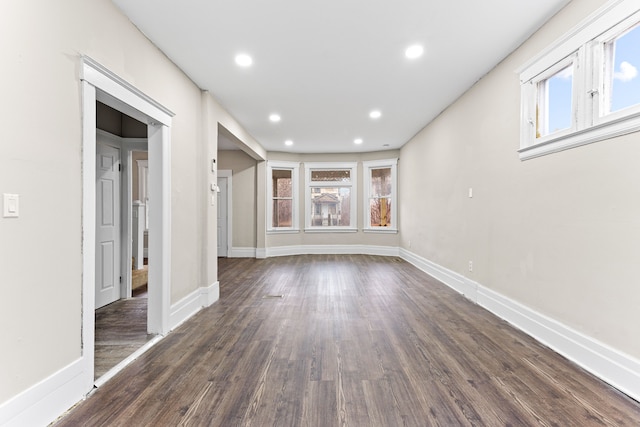 unfurnished living room featuring dark hardwood / wood-style flooring