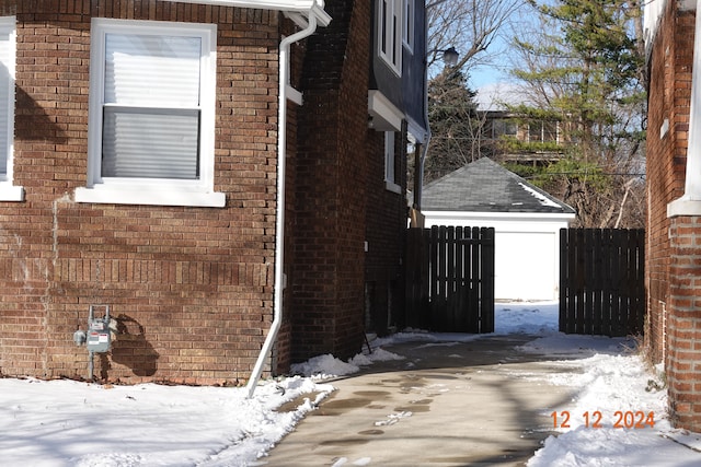 view of snow covered exterior