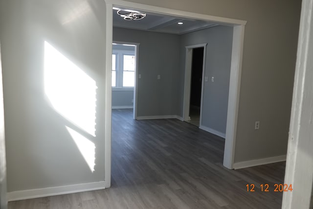 unfurnished room featuring dark hardwood / wood-style floors and ornamental molding