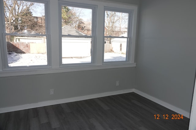 spare room featuring dark hardwood / wood-style flooring