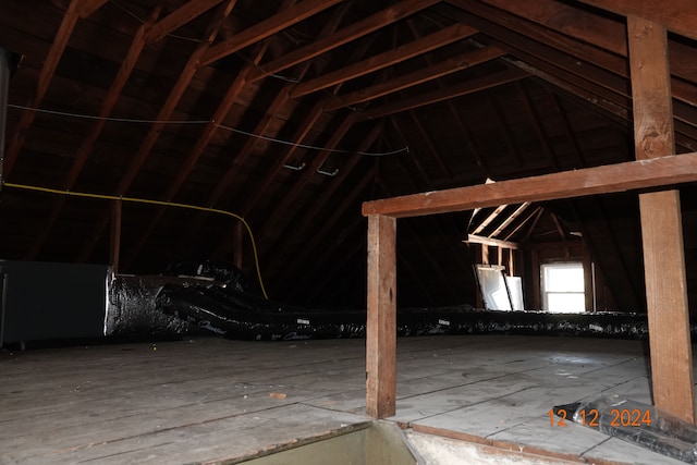 view of unfinished attic