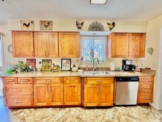 kitchen with sink and stainless steel dishwasher