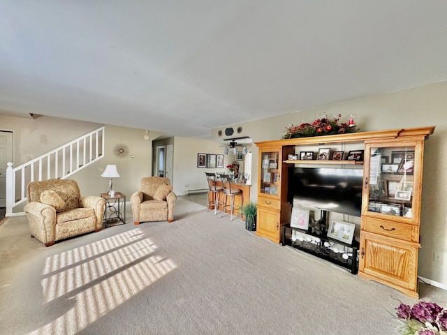 living room with carpet floors