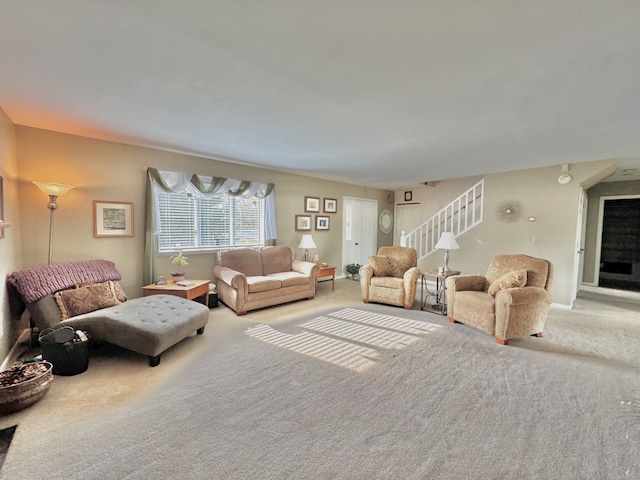 living room featuring carpet flooring