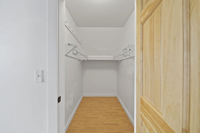 walk in closet with hardwood / wood-style floors